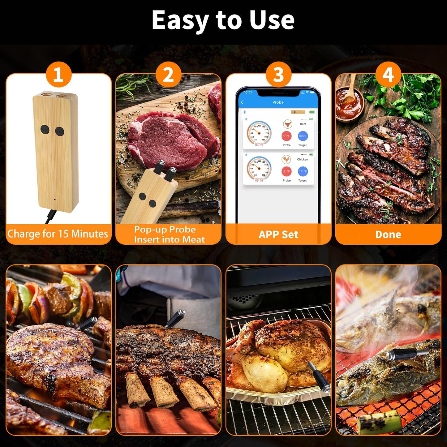 Smart Wireless Bluetooth Barbecue Barbecue Thermometer