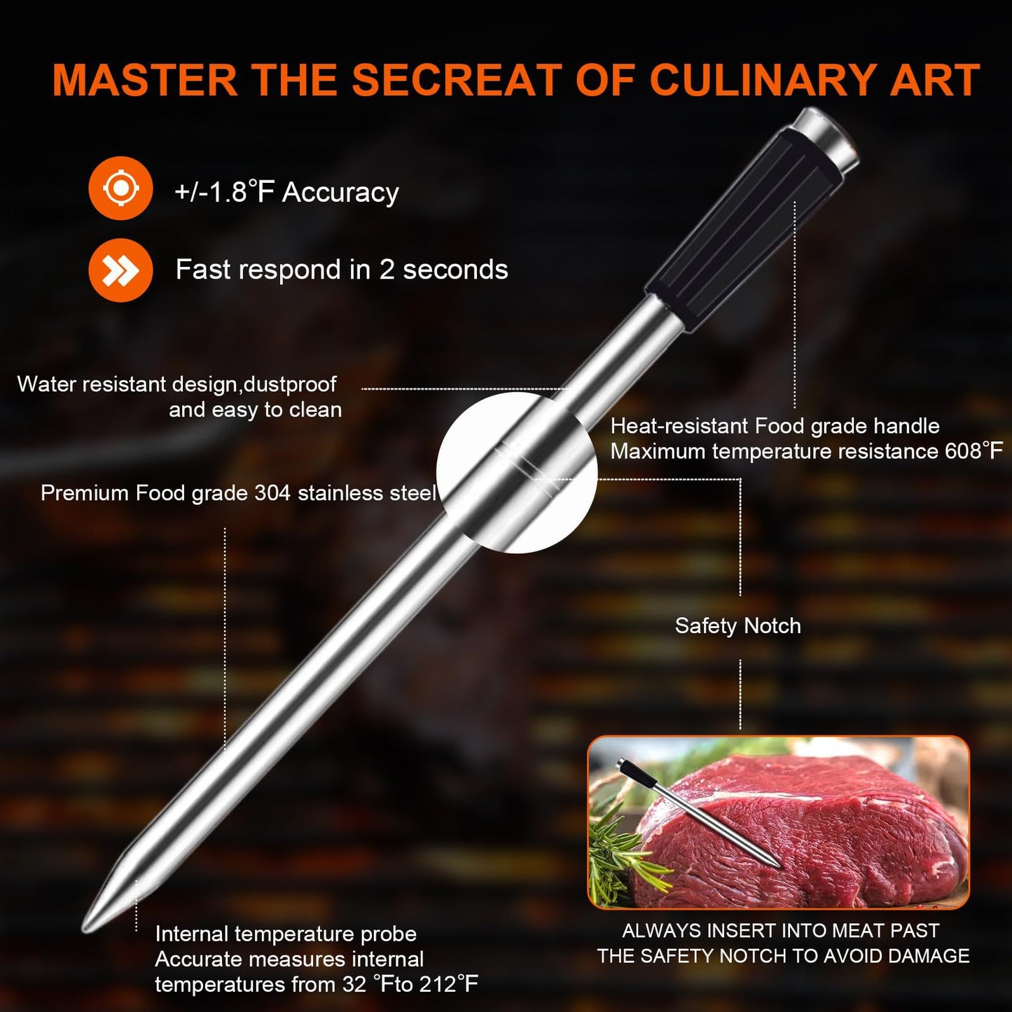 Smart Wireless Bluetooth Barbecue Barbecue Thermometer