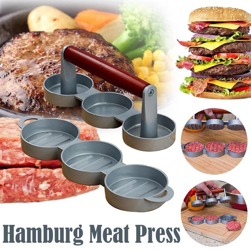Mini presse à hamburger avec poignée en bois, presse à hamburger, presse à hamburger, machine à barbecue, presse à viande, ustensiles de cuisine